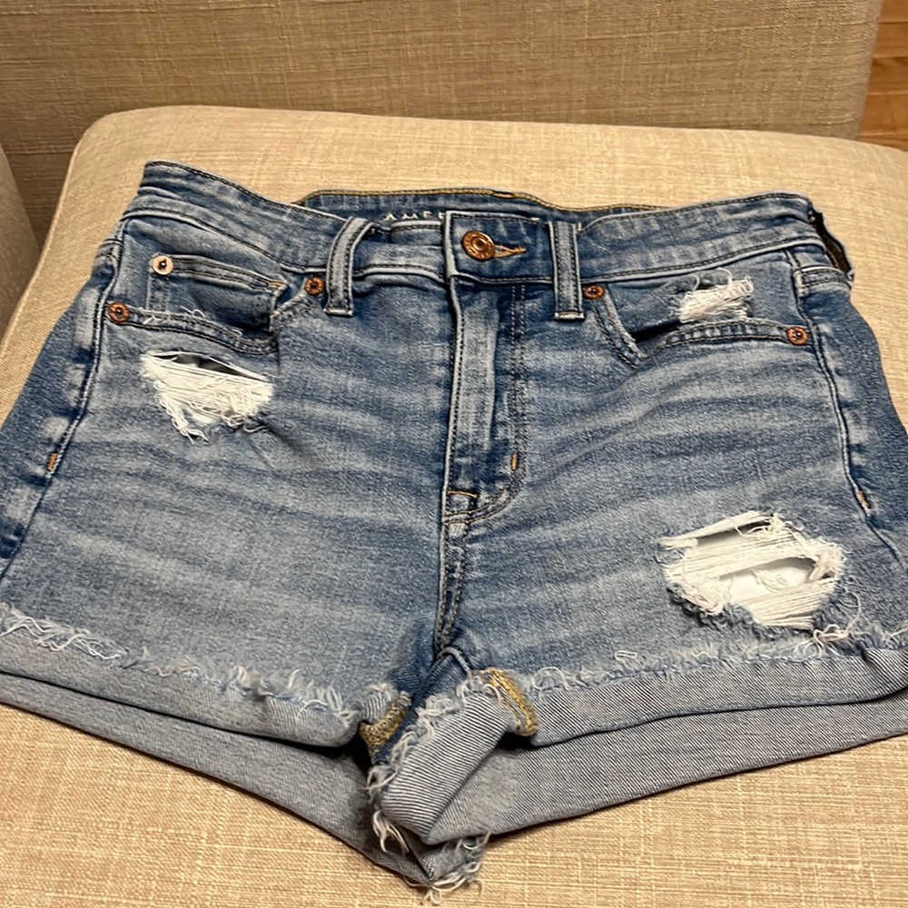 American eagle high-rise Shortie distressed shorts